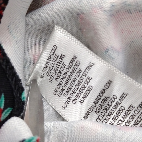 Olsenboye Black Pink Rose Floral Polyester Flat Front Zip Back Mini Circle Skirt - Picture 6 of 10